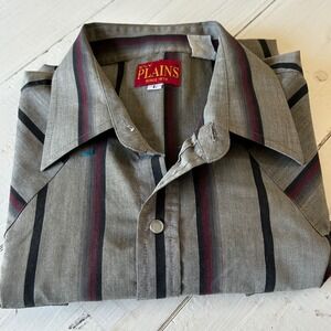 Ely Plains Men's Western Shirt, Striped, Short Sleeve, Snap Up, Cowboy